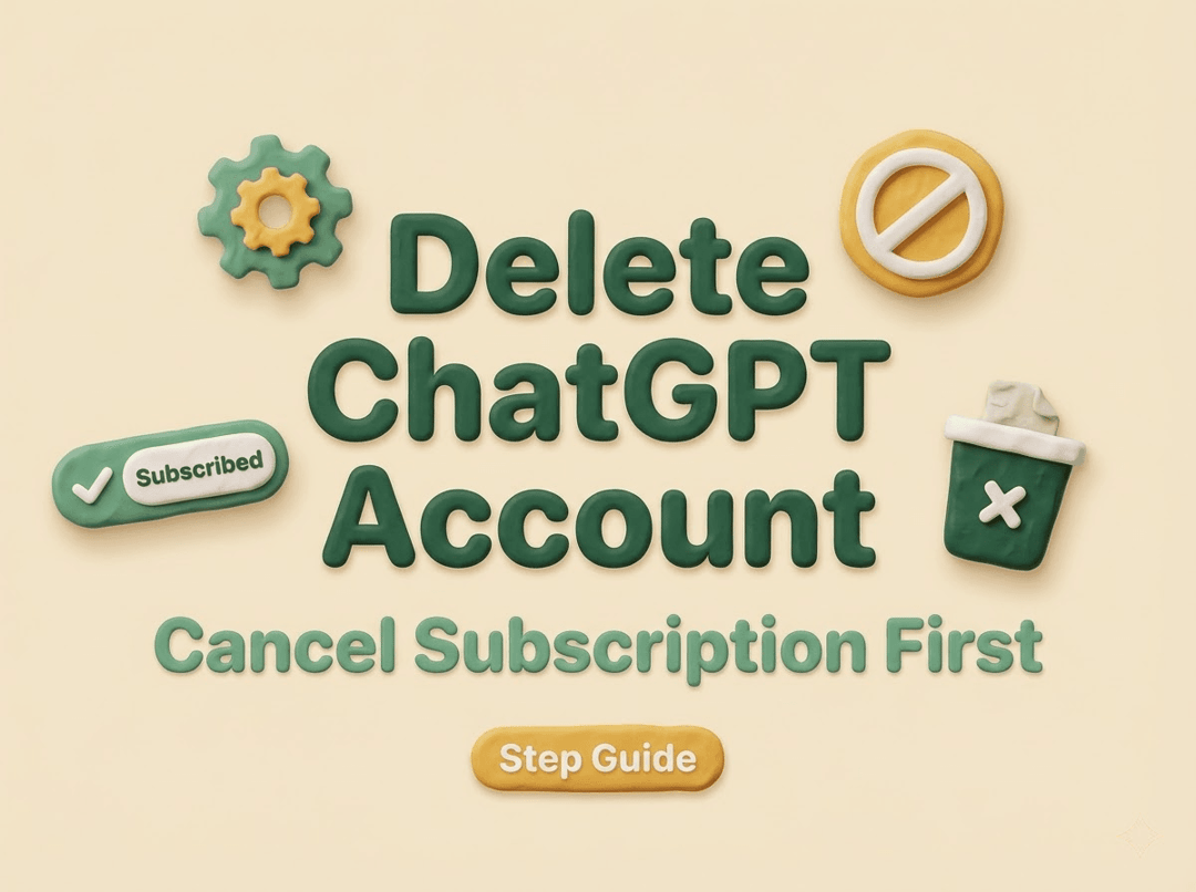 Visual guide cover showing steps to cancel subscription before you proceed with a full chatgpt delete account process.