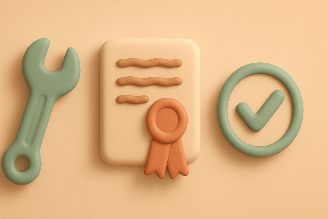 Clay illustration of wrench with certificate