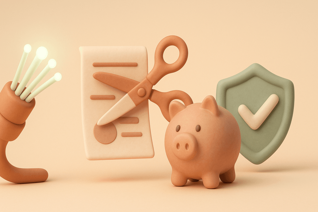 Clay fiber optic cable with bill and piggy bank