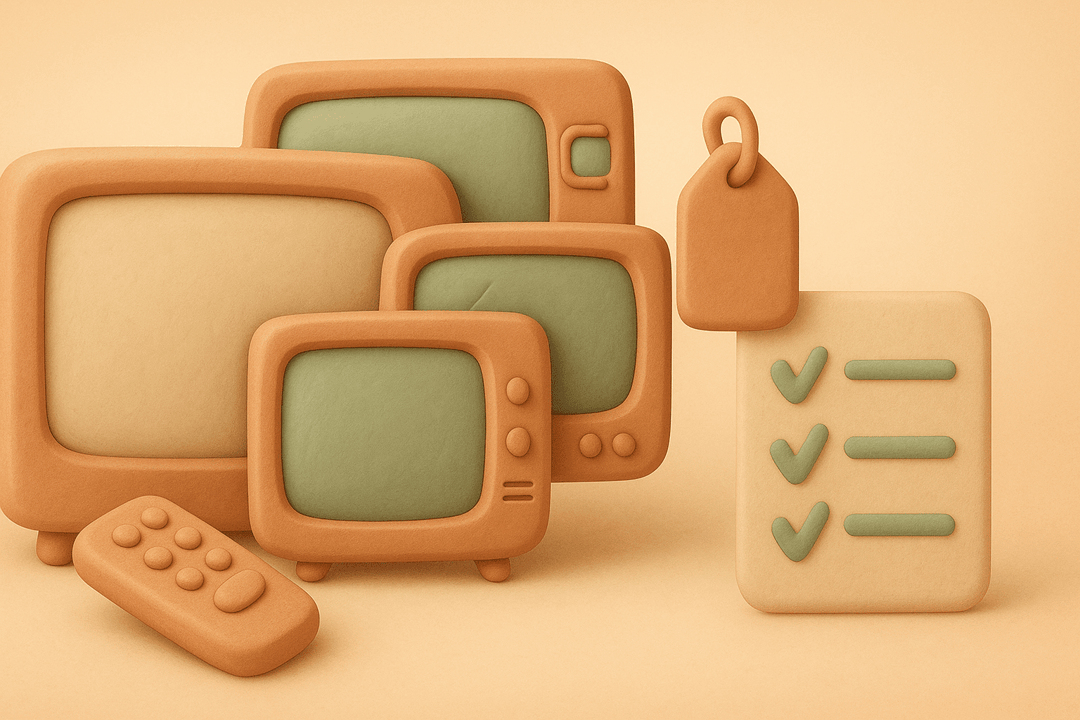 Multiple clay TV screens merging with shrinking price