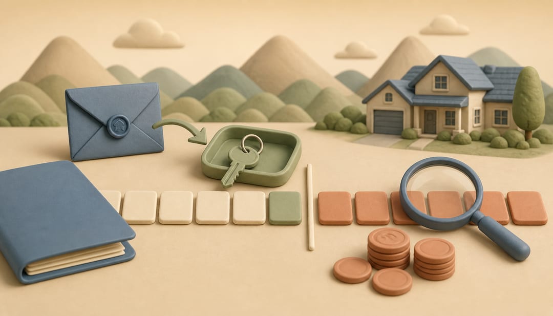 Clay illustration of a Utah rental home, an ending calendar, a nonrenewal envelope, returned keys and disputed extension charges