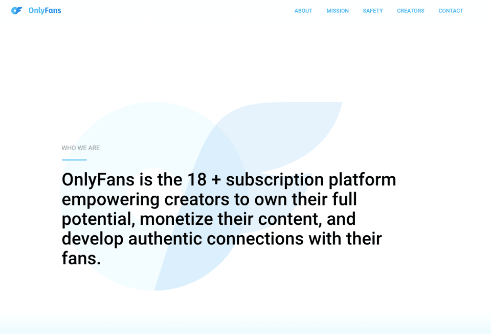 The OnlyFans about page describing the platform for members searching for how to cancel OnlyFans subscription online.