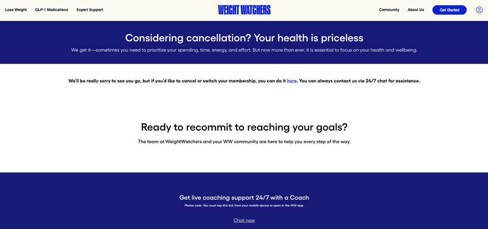 Navigate to the account settings page when learning how to cancel weight watchers to confirm the process.