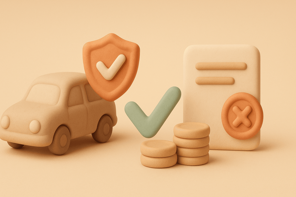 Clay car with insurance shield being removed and coins stacking up nearby