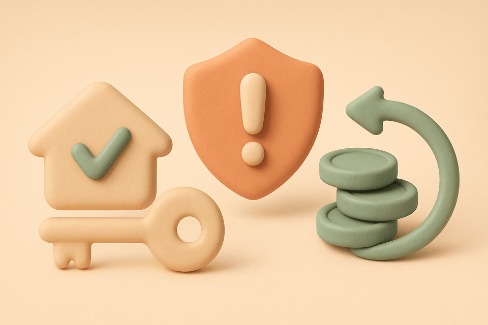 Clay illustration of house key with shield