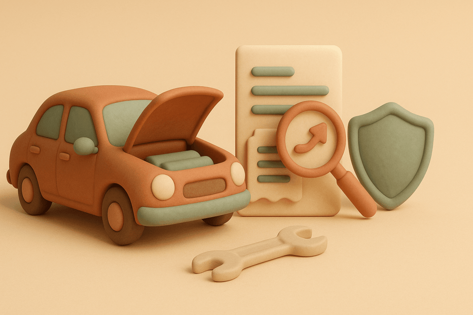 Clay car with magnifying glass on inflated bill