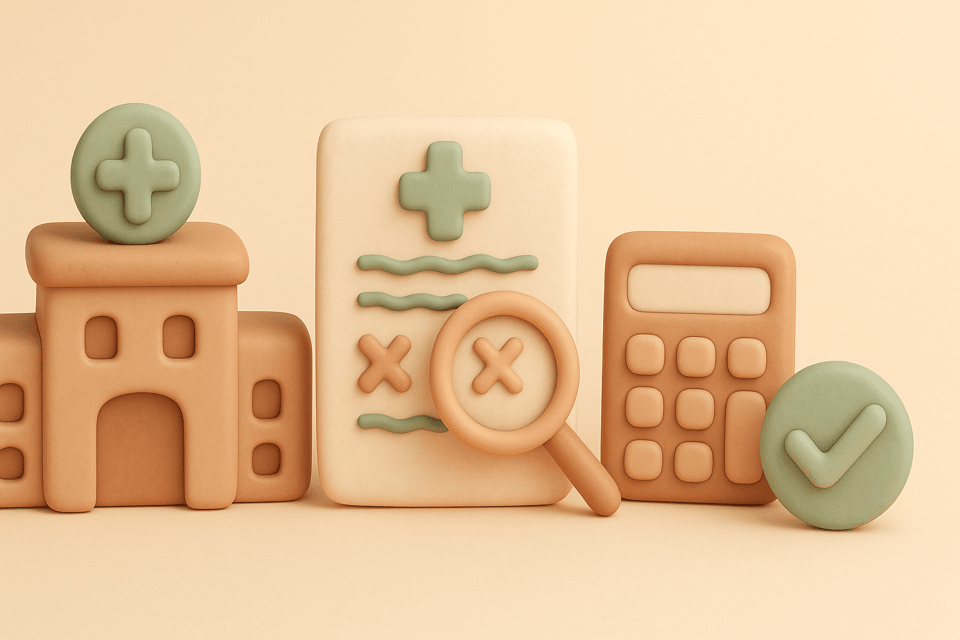 Hospital medical bill dispute illustration
