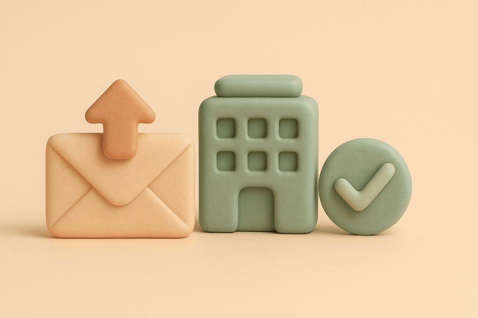 Clay illustration of envelope with office building