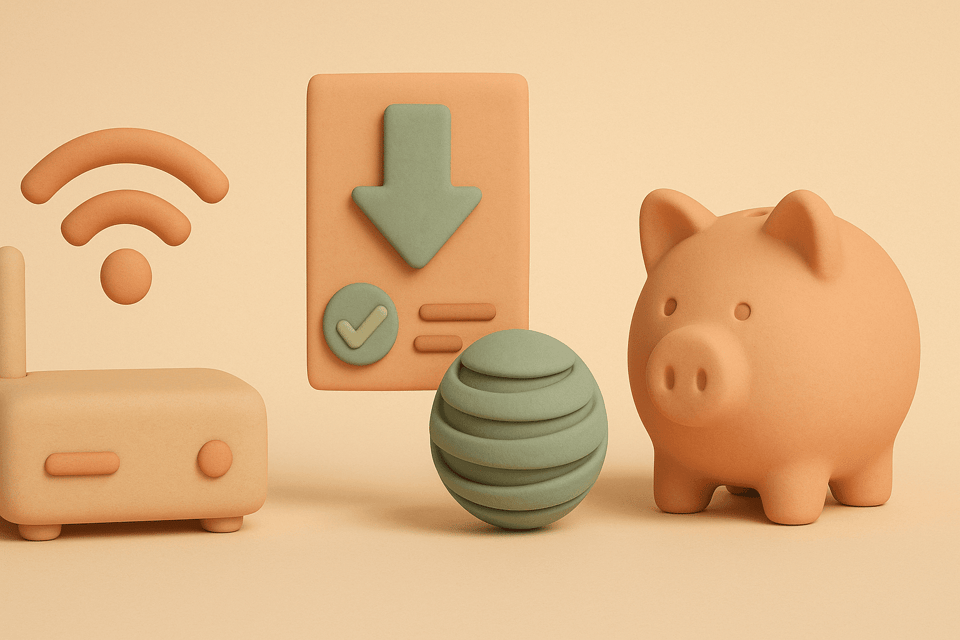 Clay WiFi router with AT&T globe and piggy bank