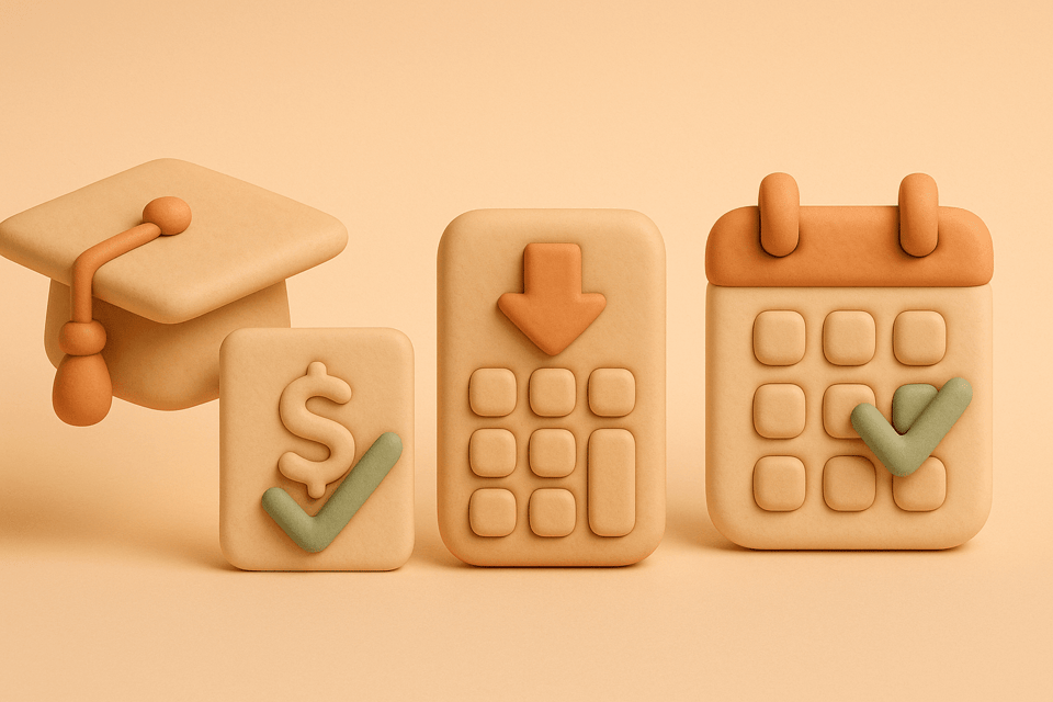 Clay graduation cap with shrinking bill and calculator