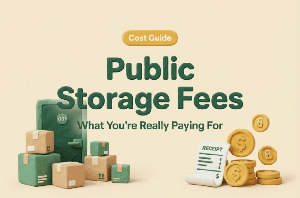3D clay illustration for a cost guide explaining various public storage fees and what customers actually pay for.