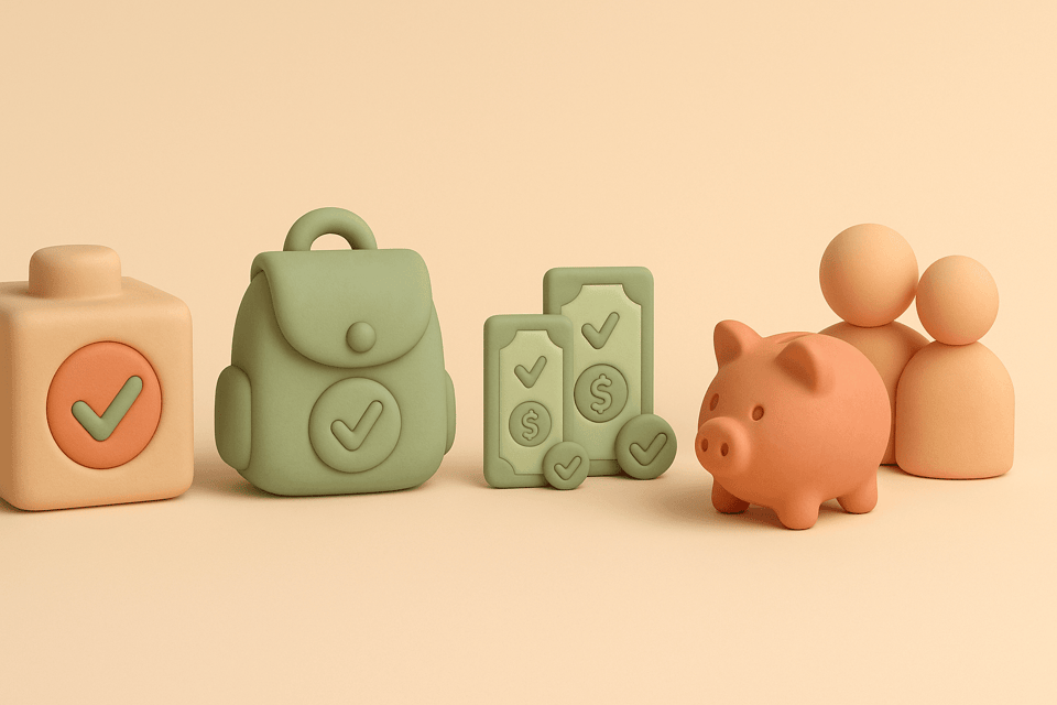 Clay toy blocks with backpack and shrinking bill
