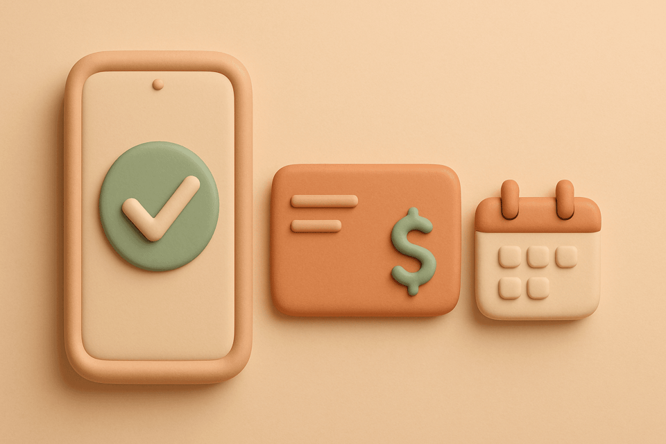 Clay illustration of smartphone with payment confirmation
