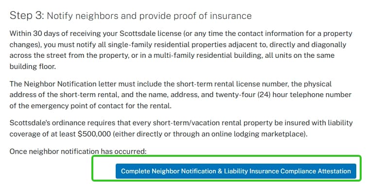 Scottsdale official application portal screenshot for workflow step 3