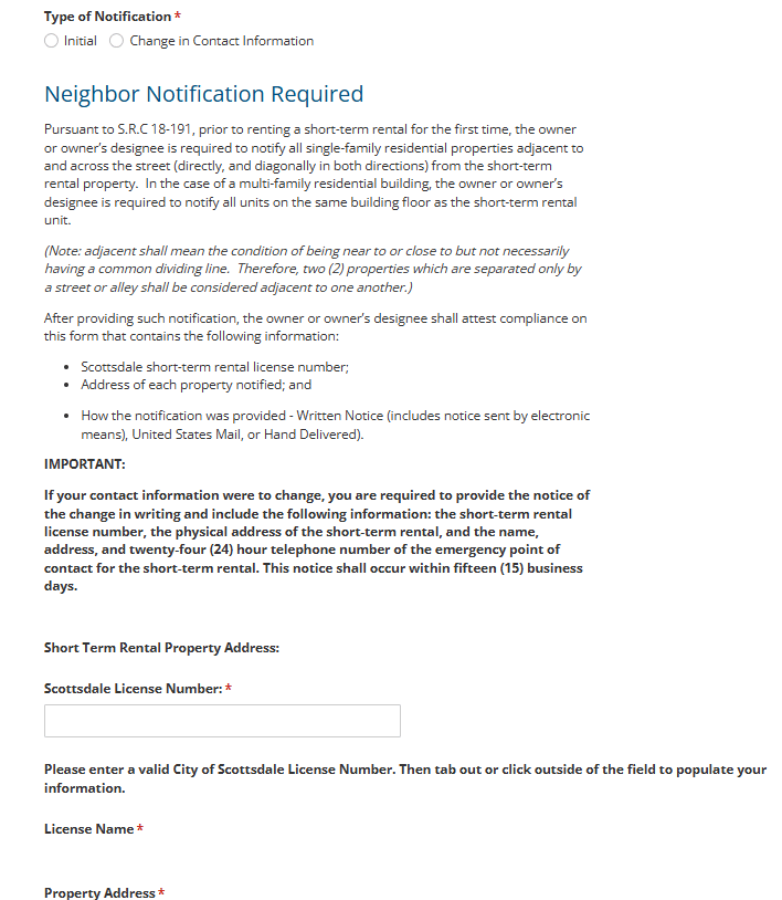 Scottsdale official application portal screenshot for workflow step 3