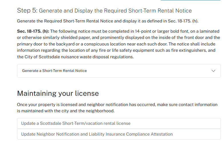 Scottsdale official application portal screenshot for workflow step 5