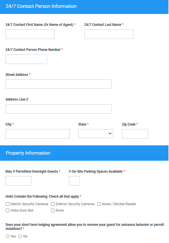 Newport Beach official application portal screenshot for workflow step 2