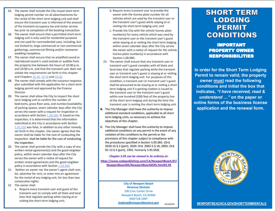 Newport Beach official application portal screenshot for workflow step 5
