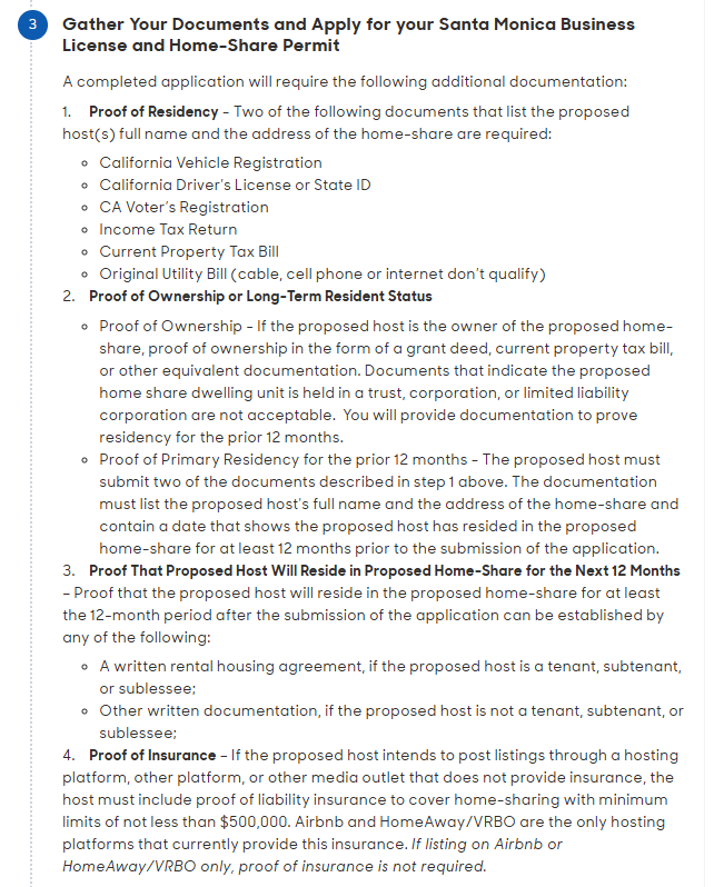 Santa Monica official application portal screenshot for workflow step 3