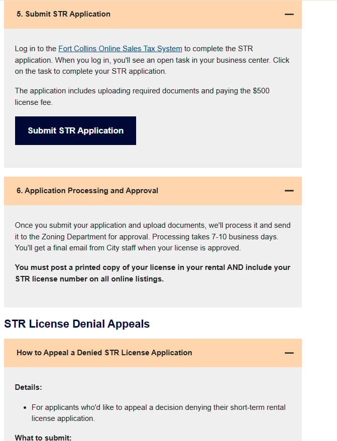 Fort Collins official application portal screenshot for workflow step 4