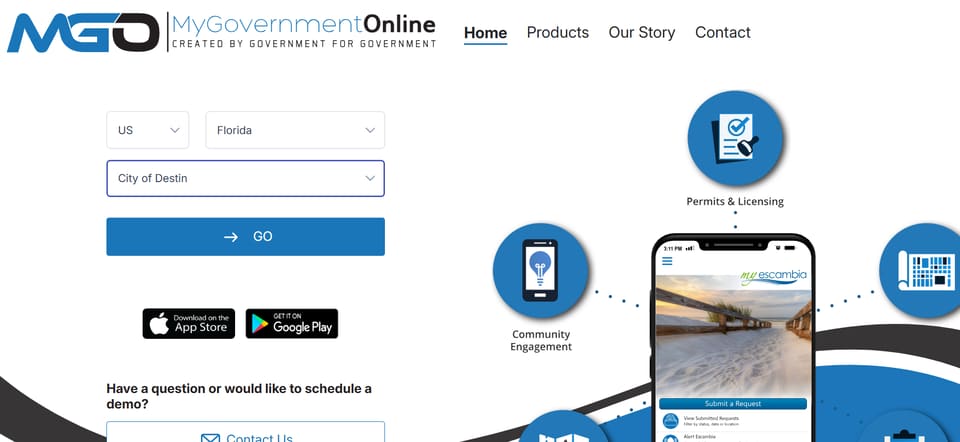 Destin official application portal screenshot for workflow step 3