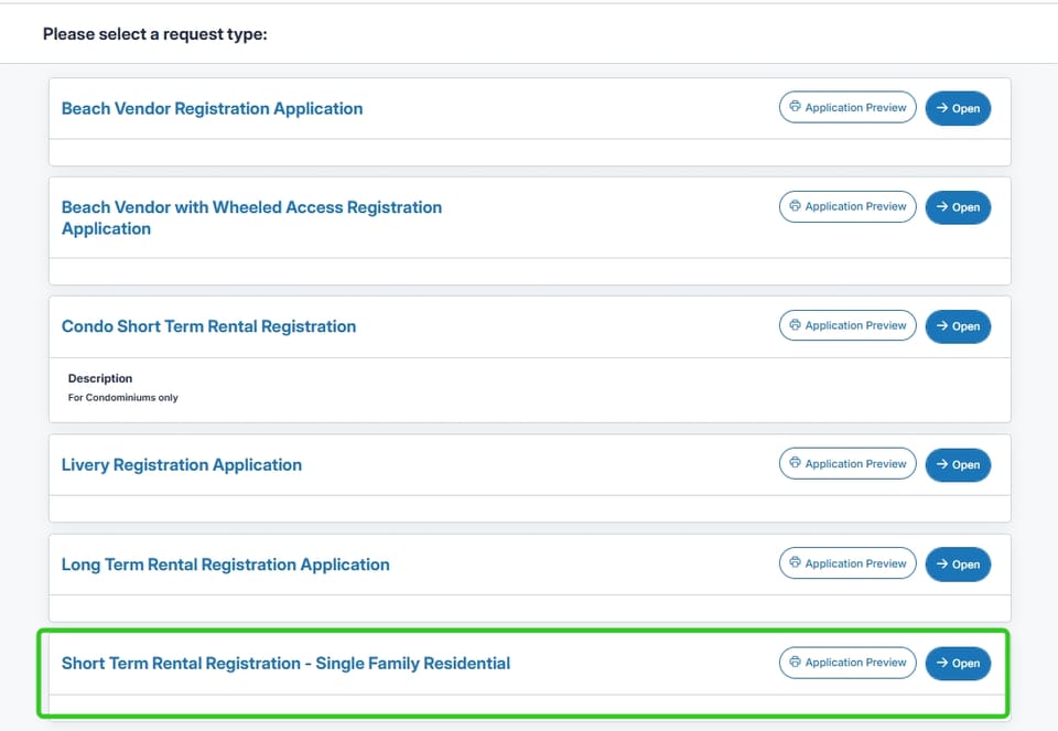Destin official application portal screenshot for workflow step 3