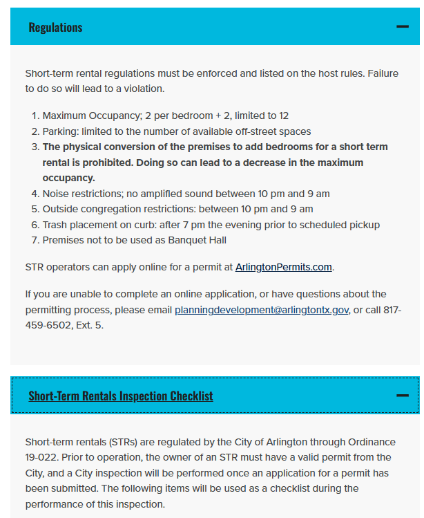 Arlington official application portal screenshot for workflow step 1