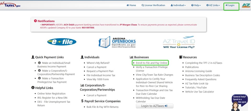 Chandler official application portal screenshot for workflow step 2