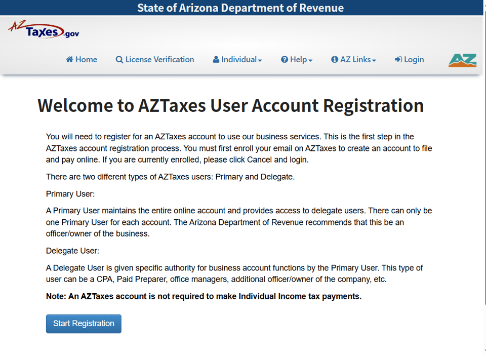 Chandler official application portal screenshot for workflow step 2