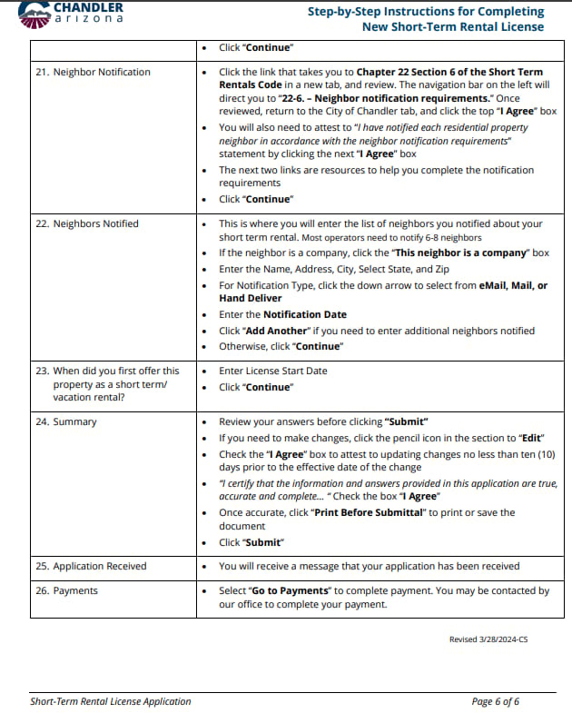 Chandler official application portal screenshot for workflow step 4