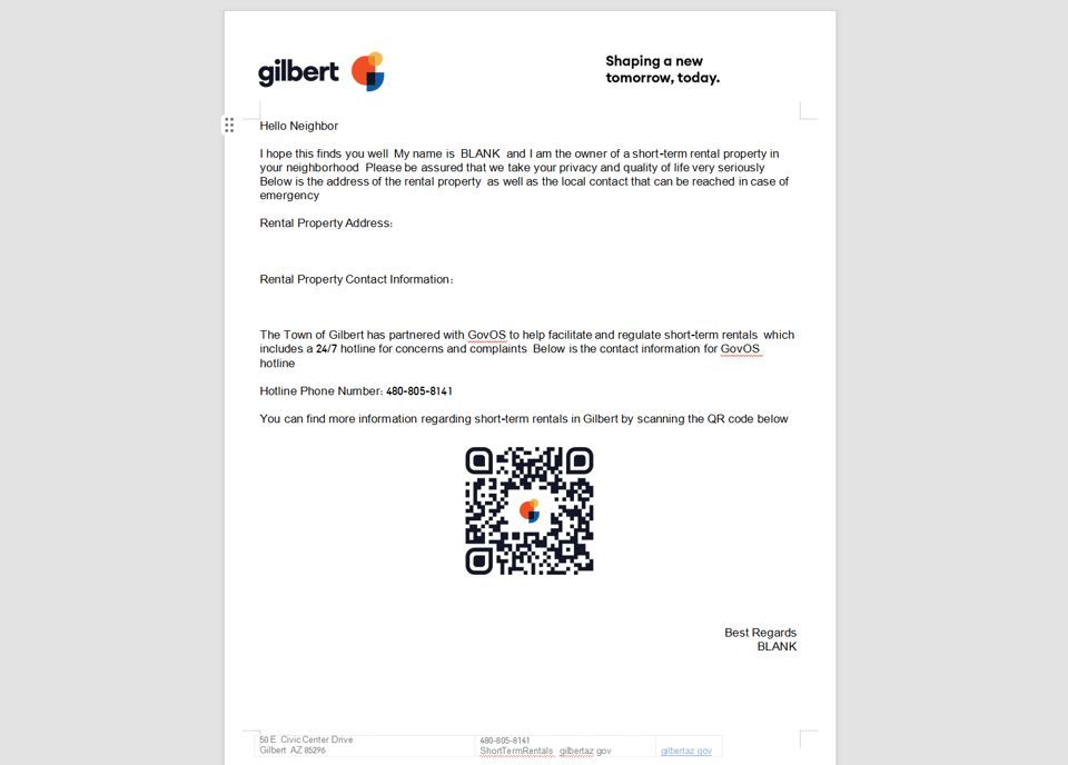 Gilbert official application portal screenshot for workflow step 3