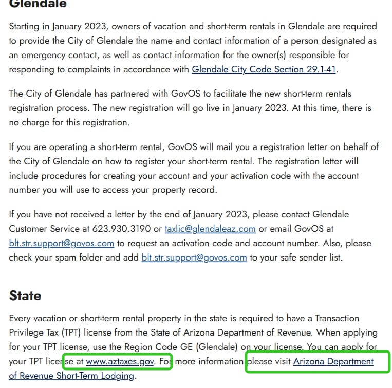 Glendale official application portal screenshot for workflow step 2