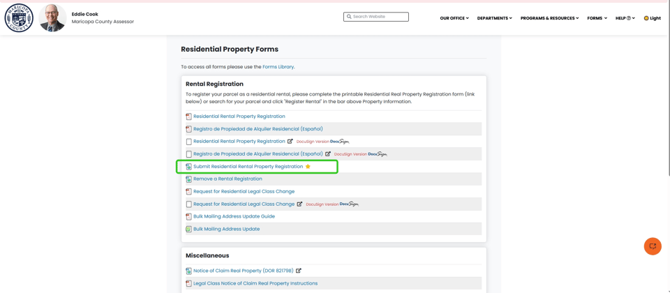 Glendale official application portal screenshot for workflow step 2