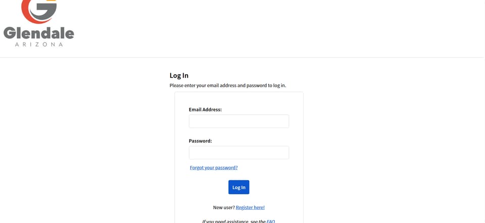 Glendale official application portal screenshot for workflow step 3