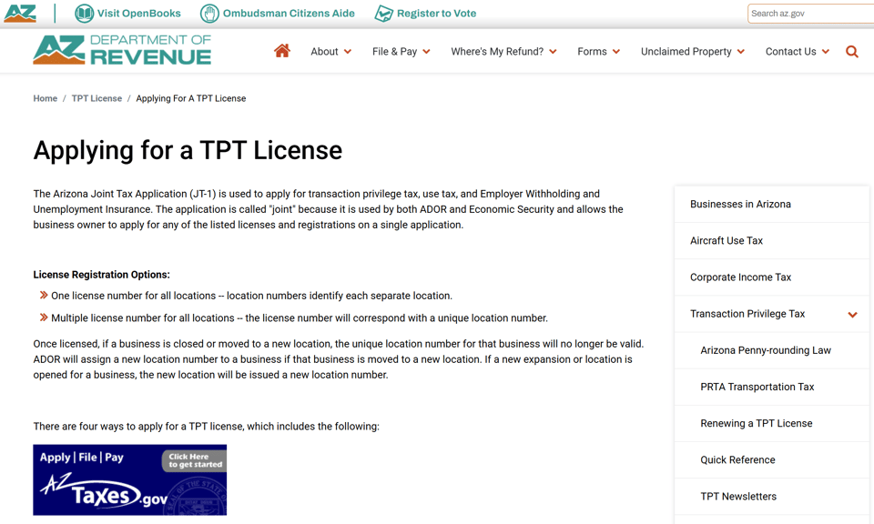 Prescott official application portal screenshot for workflow step 2