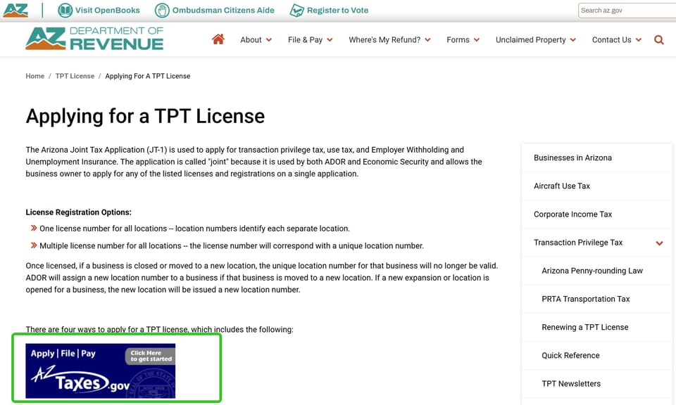 Prescott official application portal screenshot for workflow step 2
