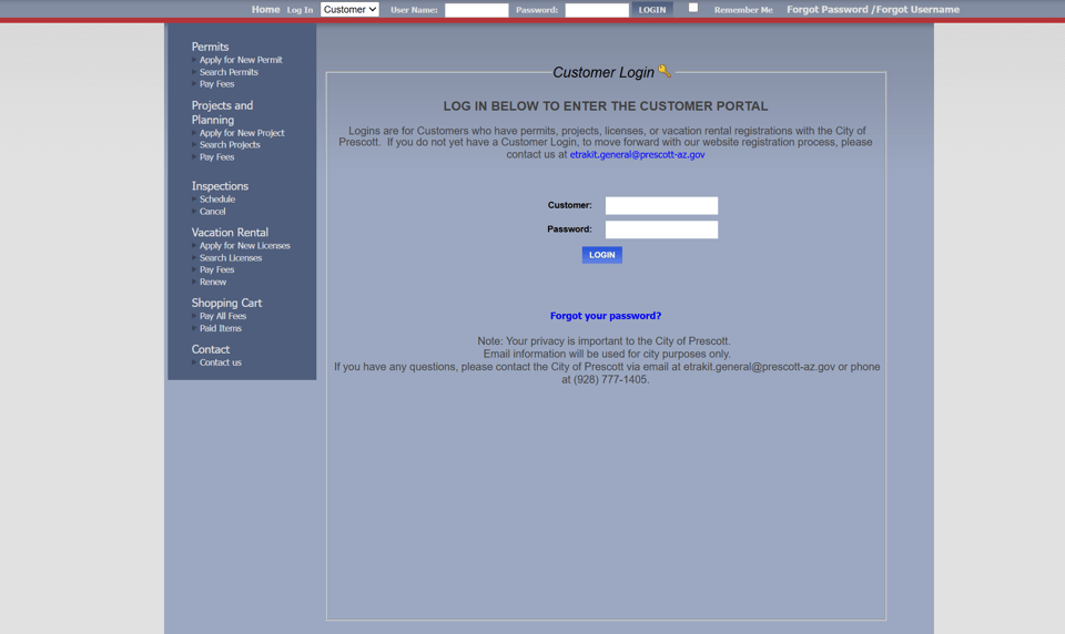Prescott official application portal screenshot for workflow step 3