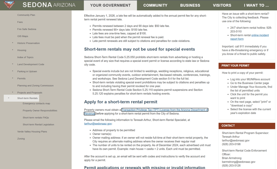 Sedona official application portal screenshot for workflow step 2