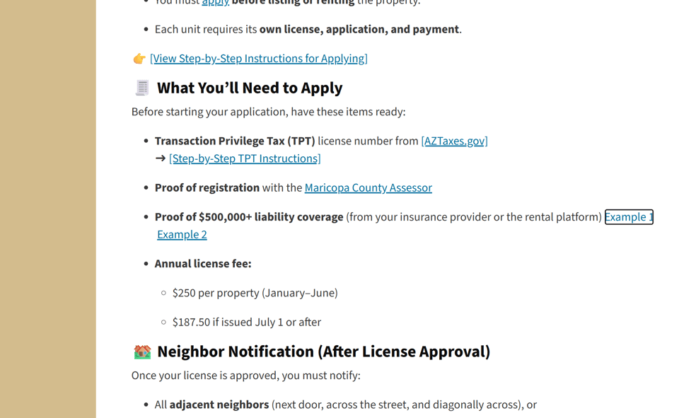 Tempe official application portal screenshot for workflow step 2