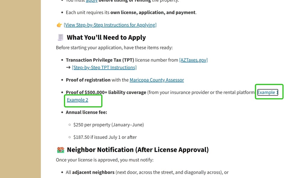 Tempe official application portal screenshot for workflow step 2