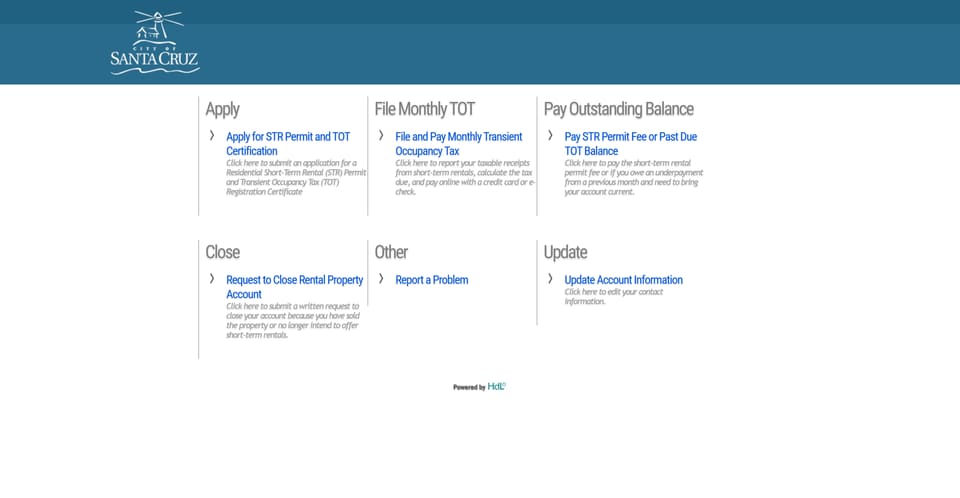 Santa Cruz official application portal screenshot for workflow step 1