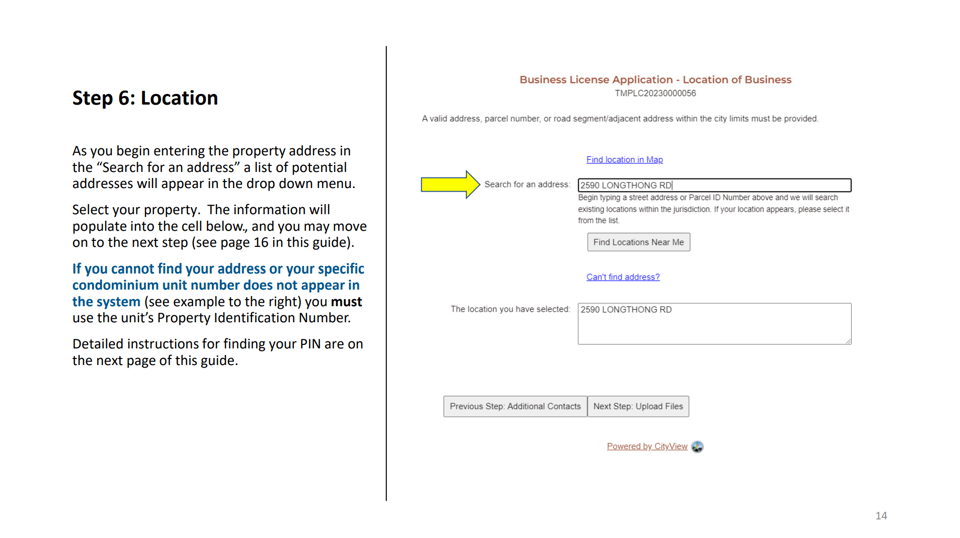 Steamboat Springs official application portal screenshot for workflow step 3