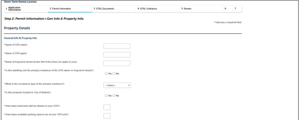 Atlanta short-term-rental license property-information form