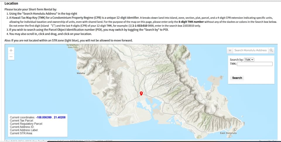 Honolulu short-term-rental zone and address map