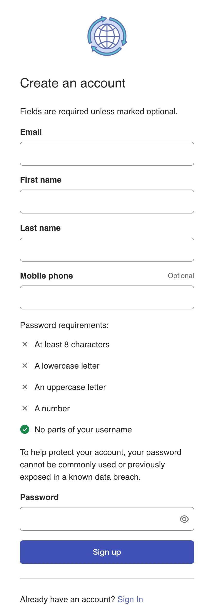 Maui County MAPPS create-account form