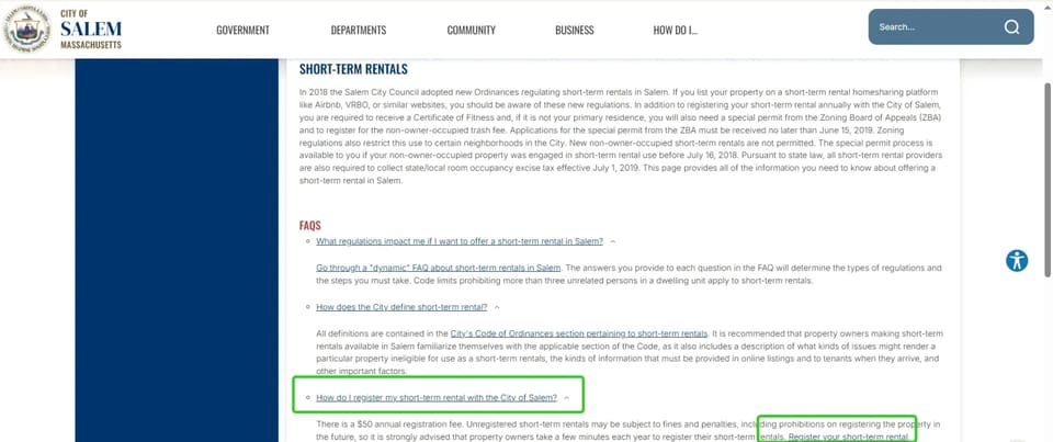 City of Salem short-term-rental registration resources