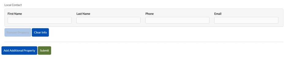 Eugene short-term-rental local-contact and submission fields