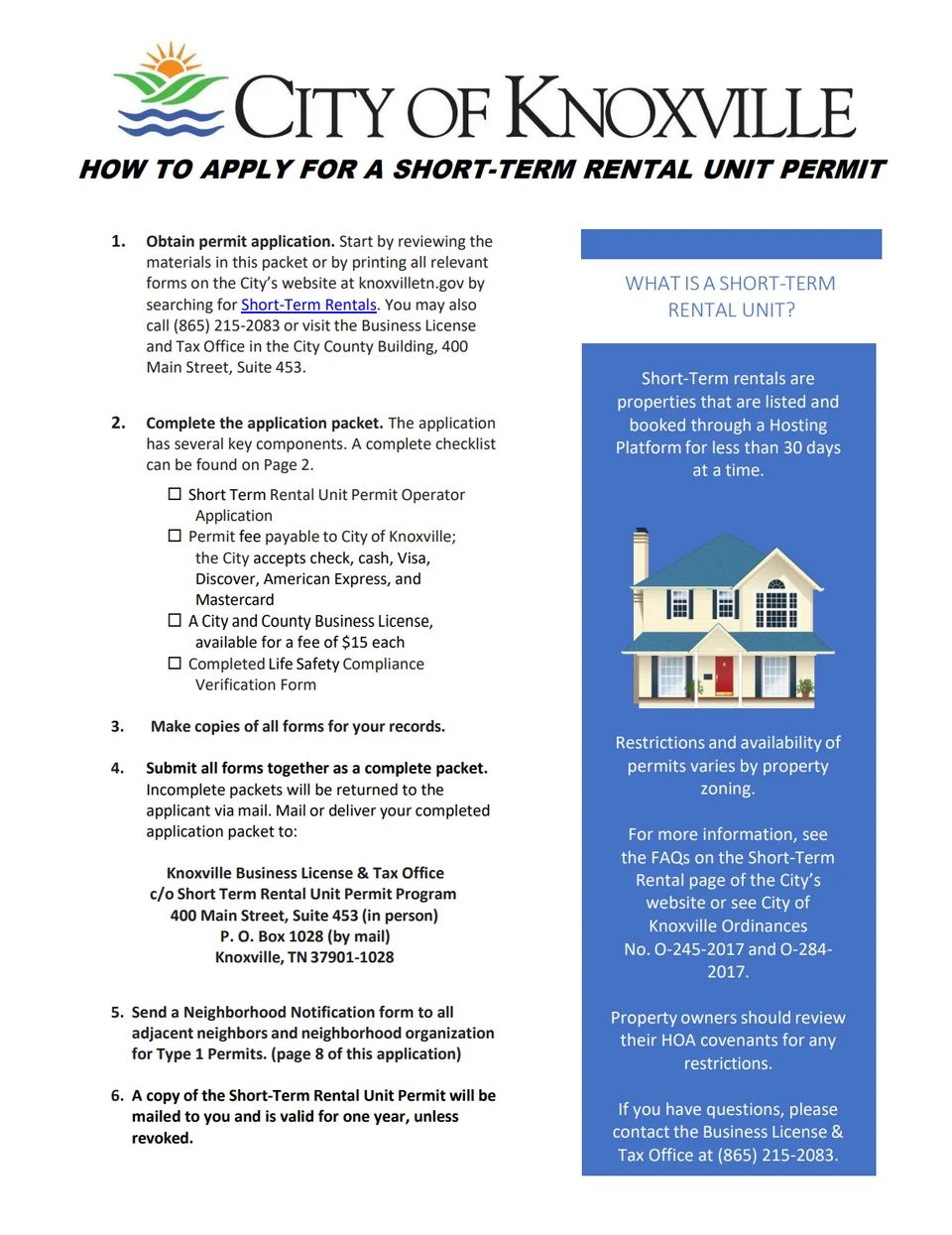 Knoxville short-term-rental permit application guide