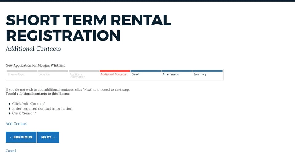 Boston short-term-rental additional-contacts step