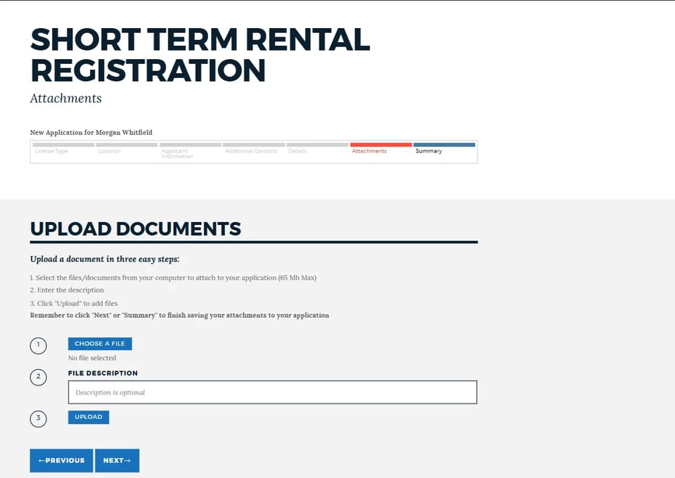 Boston short-term-rental supporting-document upload step